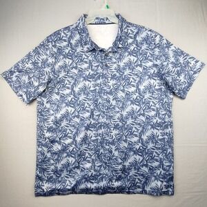 MAELREG Polo Mens 2XL‎ Blue Tropical Leaf Performance Short Sleeve Golf Shirt